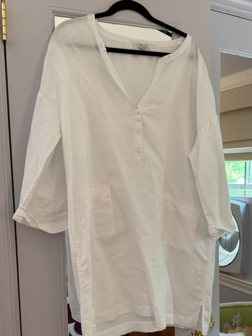 J Crew White Linen Beach Cover Up, One Size